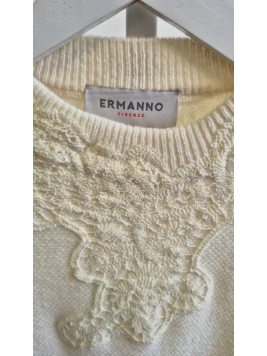 Ermanno Scervino kremowy sweter z koronką | Stylowy Komis