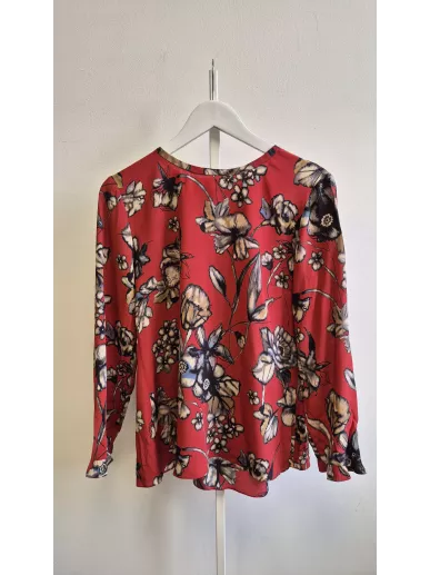 S Max Mara jedwabna bluzka czerwona w kwiaty | Stylowy Komis