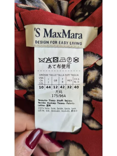 S Max Mara jedwabna bluzka czerwona w kwiaty | Stylowy Komis