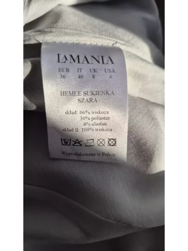 Szara asymentryczna sukienka La Mania „Hemle” – wiskoza, r. 36