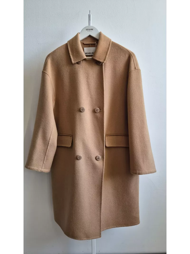 Hexeline płaszcz camelowy 100% wełna S – klasyka | Stylowy Komis