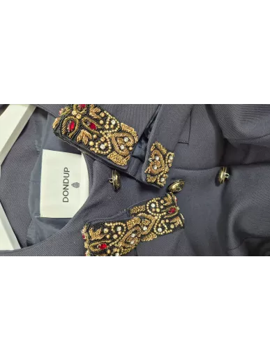 Marynarka Dondup z haftem ręcznym granatowa | Stylowy Komis