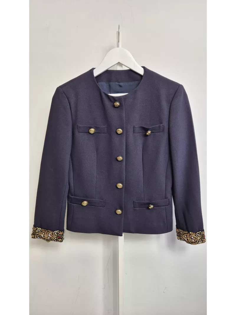 Marynarka Dondup z haftem ręcznym granatowa | Stylowy Komis