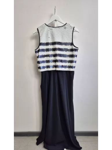 Sportmax Code sukienka maxi cekiny granat srebro 38 – Stylowy Komis