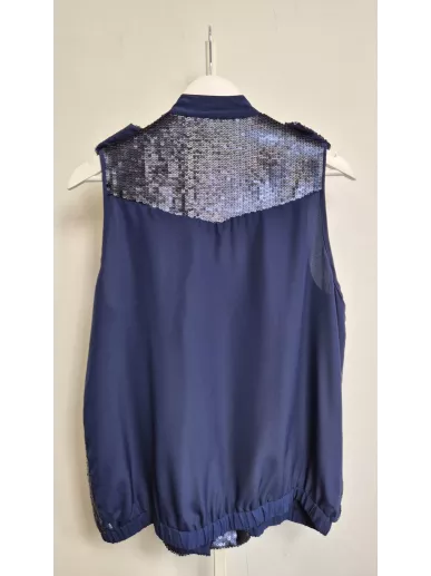 Sportmax Code cekinowa kamizelka granatowa M/L – Stylowy Komis