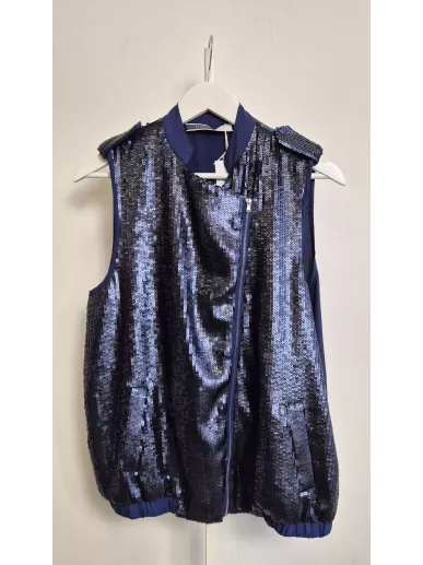 Sportmax Code cekinowa kamizelka granatowa M/L – Stylowy Komis