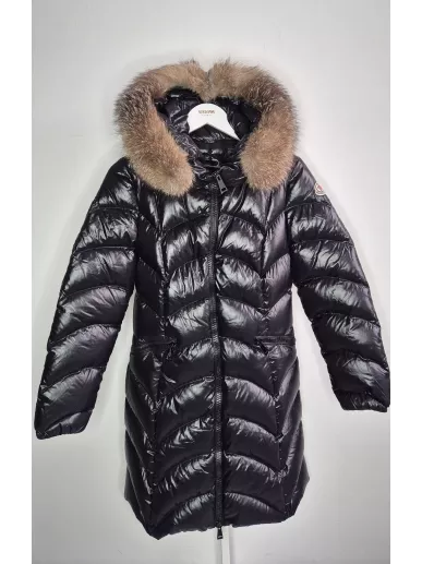 Moncler puchowy płaszcz z futrem Blue Frost Fox – Stylowy Komis
