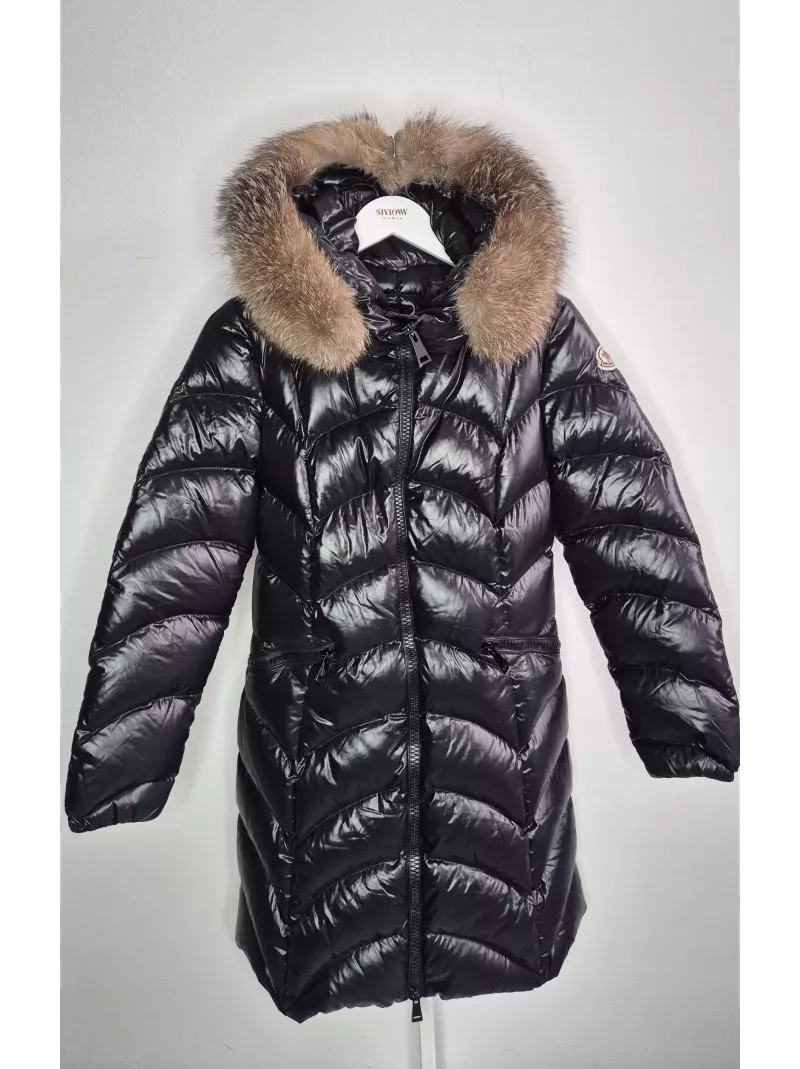 Moncler puchowy płaszcz z futrem Blue Frost Fox – Stylowy Komis