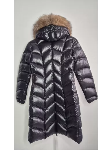 Moncler puchowy płaszcz z futrem Blue Frost Fox – Stylowy Komis