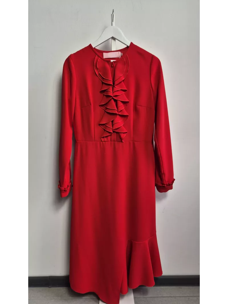 Sukienka Bizuu czerwona falbany r. 38 – premium second hand