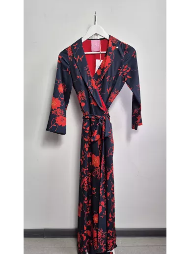 Sukienka Bizuu Après Midi XS – granatowa w czerwone kwiaty