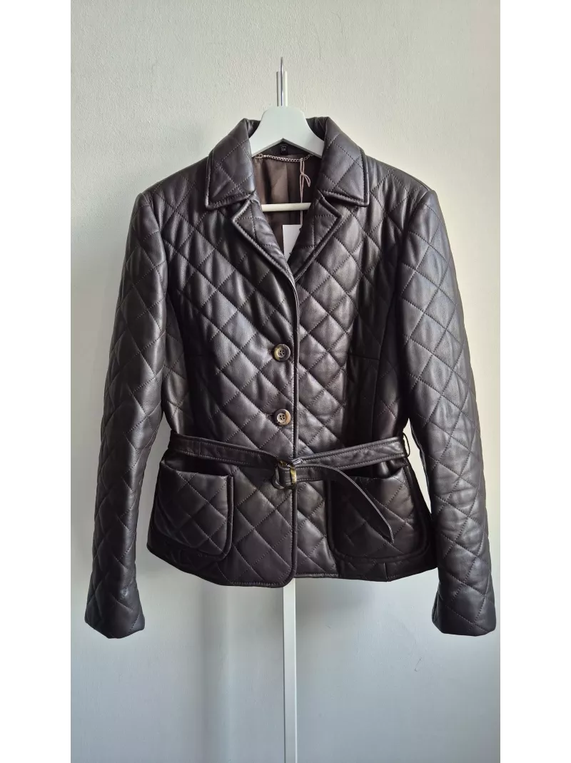 Rena Lange ocieplana kurtka skórzana pikowana | Stylowy Komis